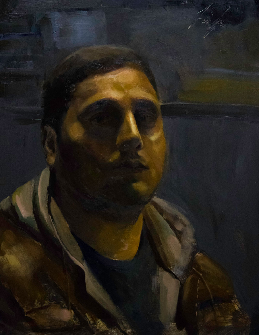 Self Portrait (2014) - Oil on panel by Gagandeep Singh